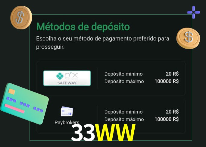 O cassino 33WW oferece uma grande variedade de métodos de pagamento